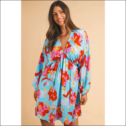 Sky Blue Floral Dress: Less Dress More High Fab 💙 Needful Things - Short Dresses on Sale Worldwide Shipping