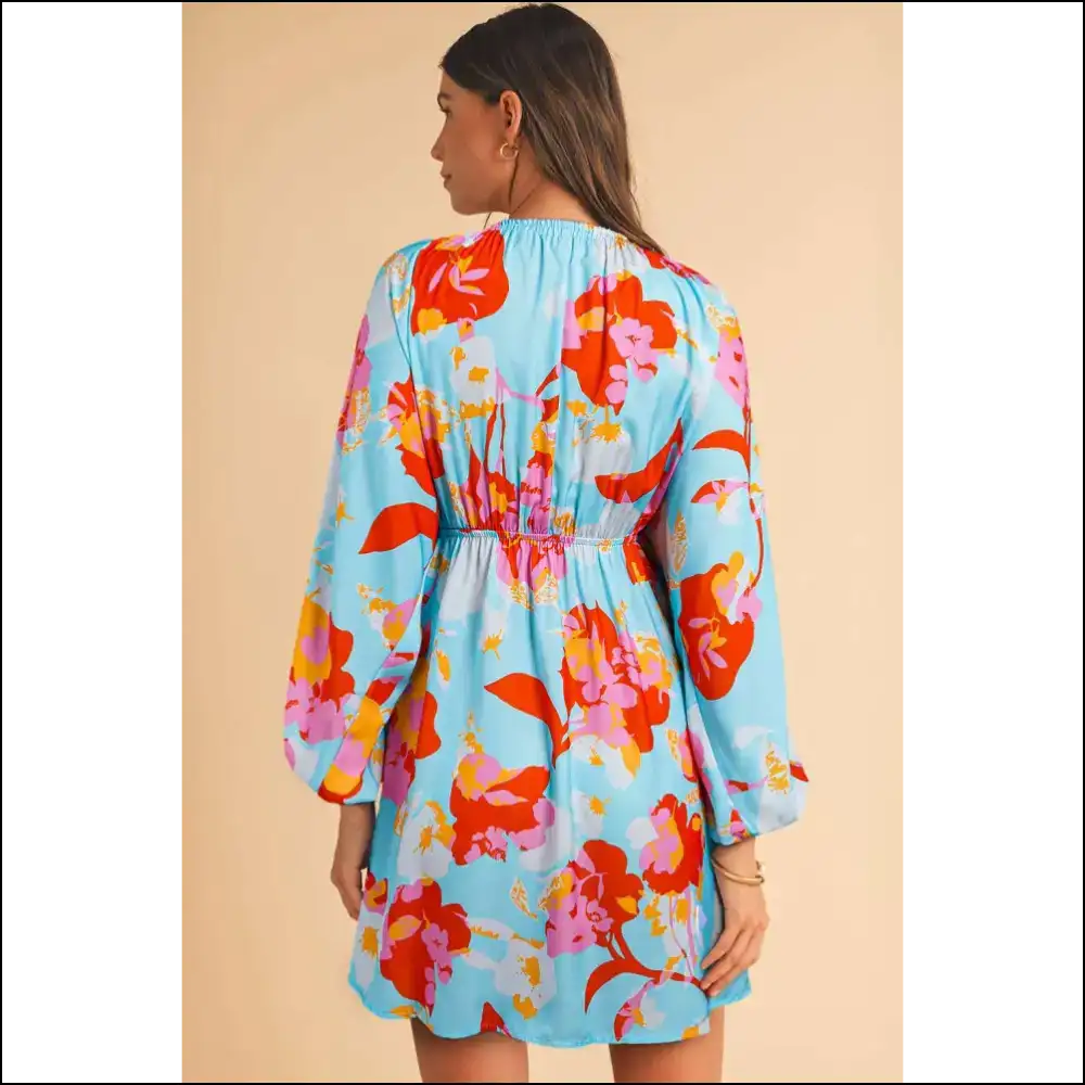 Sky Blue Floral Dress: Less Dress More High Fab 💙 Needful Things - Short Dresses on Sale Worldwide Shipping