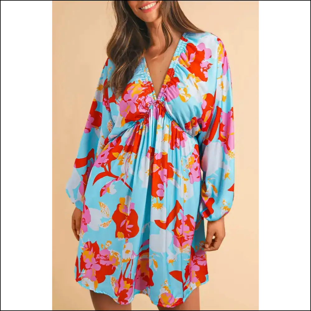 Sky Blue Floral Dress: Less Dress More High Fab 💙 Needful Things - s - Short Dresses on Sale Worldwide Shipping