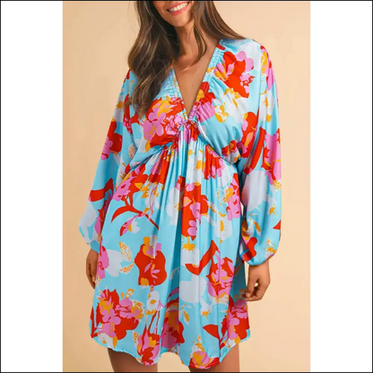 Sky Blue Floral Dress: Less Dress More High Fab 💙 Needful Things - s - Short Dresses on Sale Worldwide Shipping
