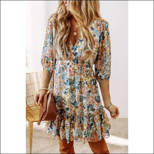 Sky Blue Floral Dress: so Cute It’s Practically Illegal 💙 Needful Things - s - Short Dresses on Sale Worldwide Shipping