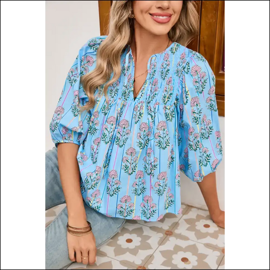 Sky Blue Floral: from ?Blah’ to ?Babe’ 😜 - Needful Things - s - Blouses on Sale Worldwide Shipping