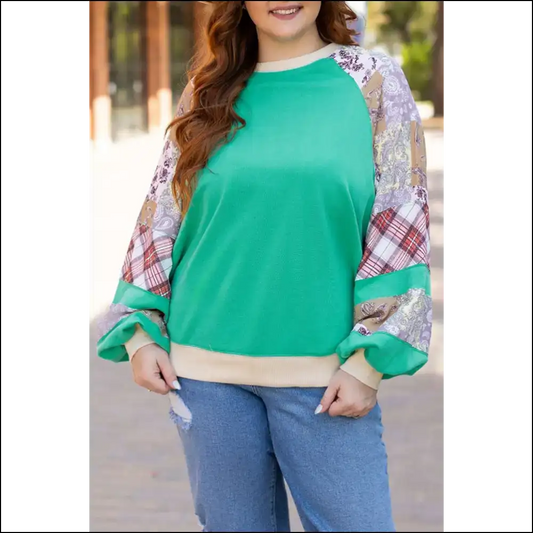 Sky Blue Floral Patchwork: Damn i Look Good!’ Sweatshirt - 1x - Plus Size Tops on Sale Worldwide Shipping