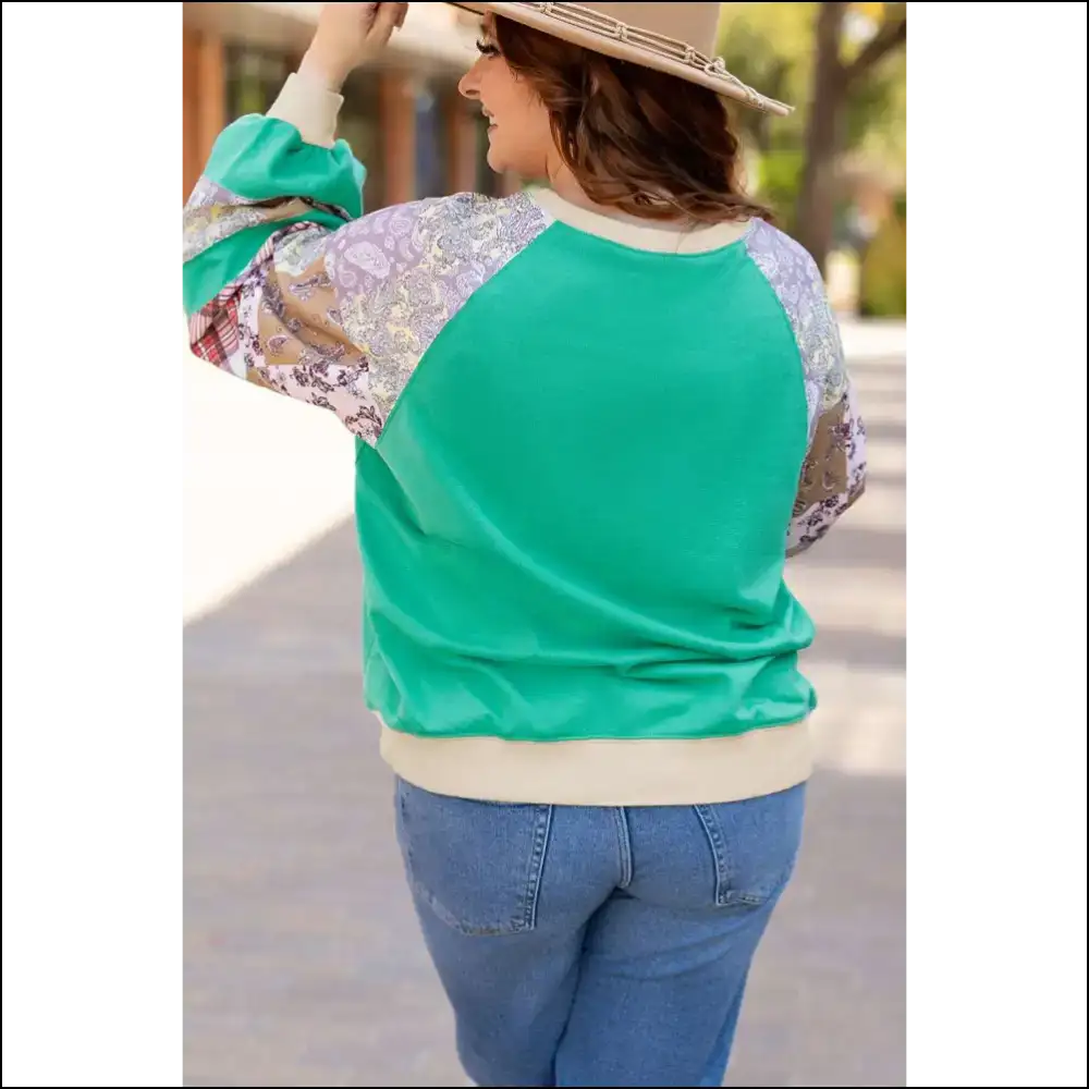 Sky Blue Floral Patchwork: Damn i Look Good!’ Sweatshirt - Plus Size Tops on Sale Worldwide Shipping