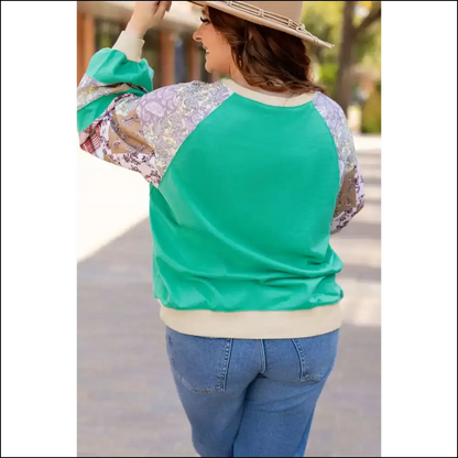 Sky Blue Floral Patchwork: Damn i Look Good!’ Sweatshirt - Plus Size Tops on Sale Worldwide Shipping
