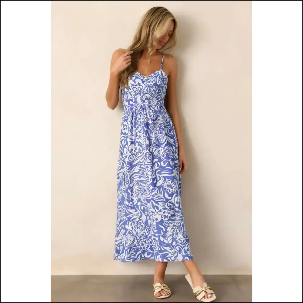 Sky Blue Floral Print: Dress so Good It’s Practically Needful Things 💙🌼 - Maxi Dresses on Sale Worldwide Shipping