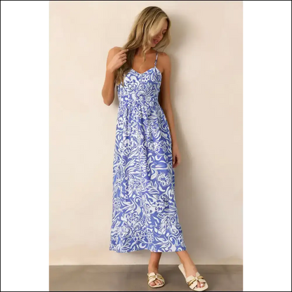 Sky Blue Floral Print: Dress so Good It’s Practically Needful Things 💙🌼 - Maxi Dresses on Sale Worldwide Shipping