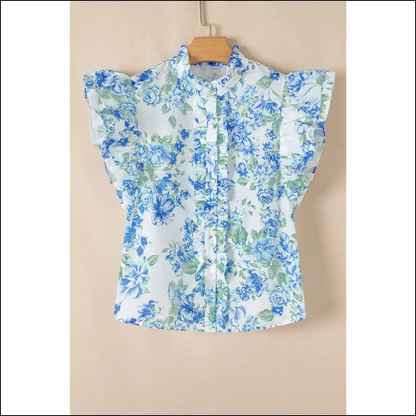 Sky Blue Floral Shirt your Closet will Thank - Blouses on Sale Worldwide Shipping