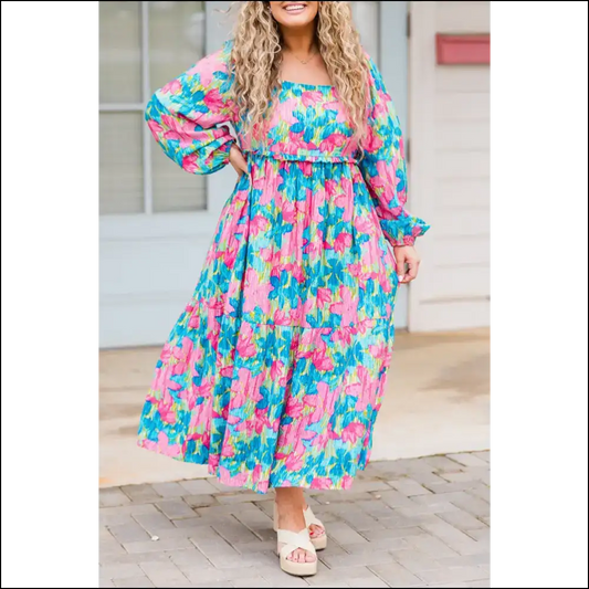 Sky Blue Floral Size Maxi Dress: Bloom Baby Bloom! 🌼 Needful Things - 1x - Plus Dresses on Sale Worldwide Shipping