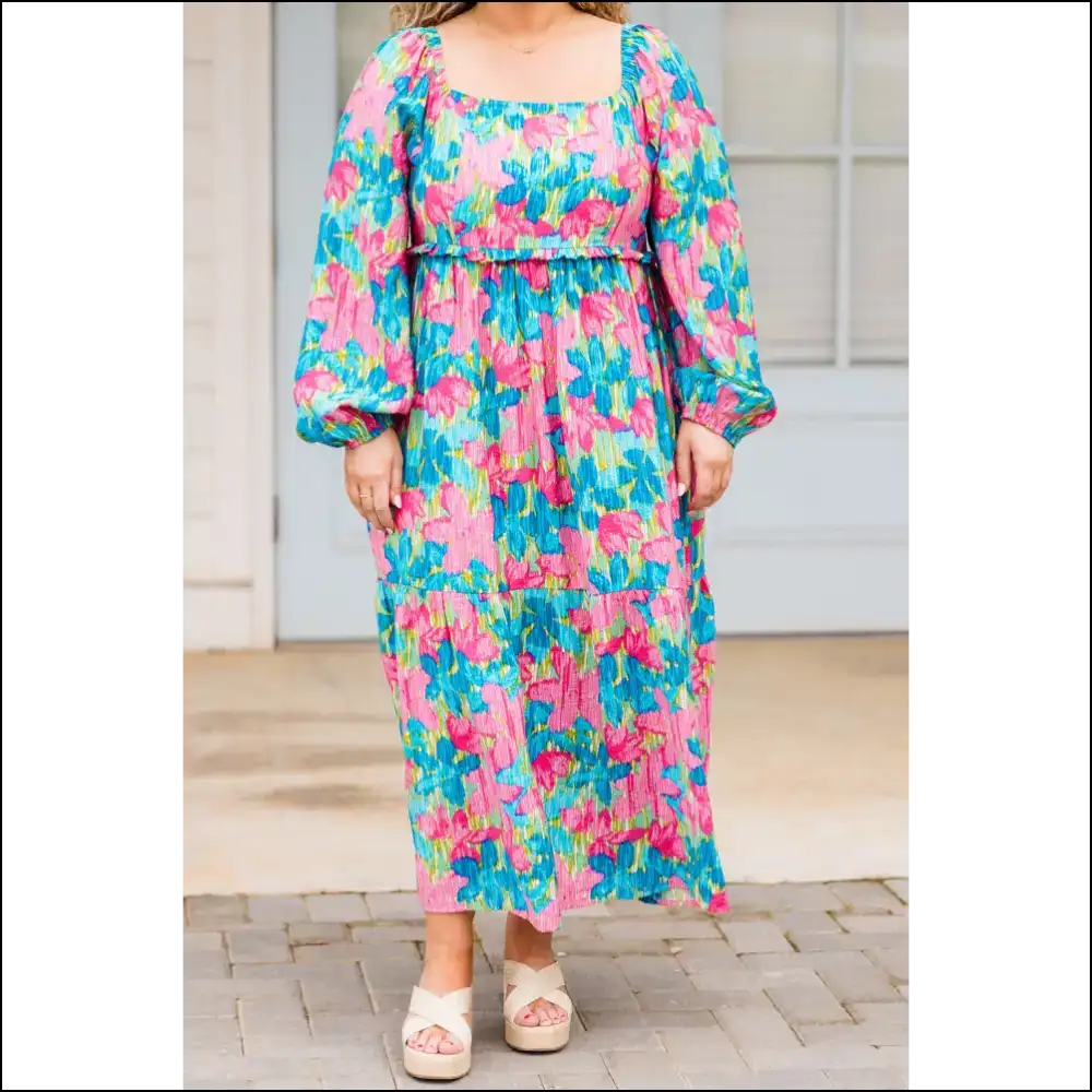 Sky Blue Floral Size Maxi Dress: Bloom Baby Bloom! 🌼 Needful Things - Plus Dresses on Sale Worldwide Shipping