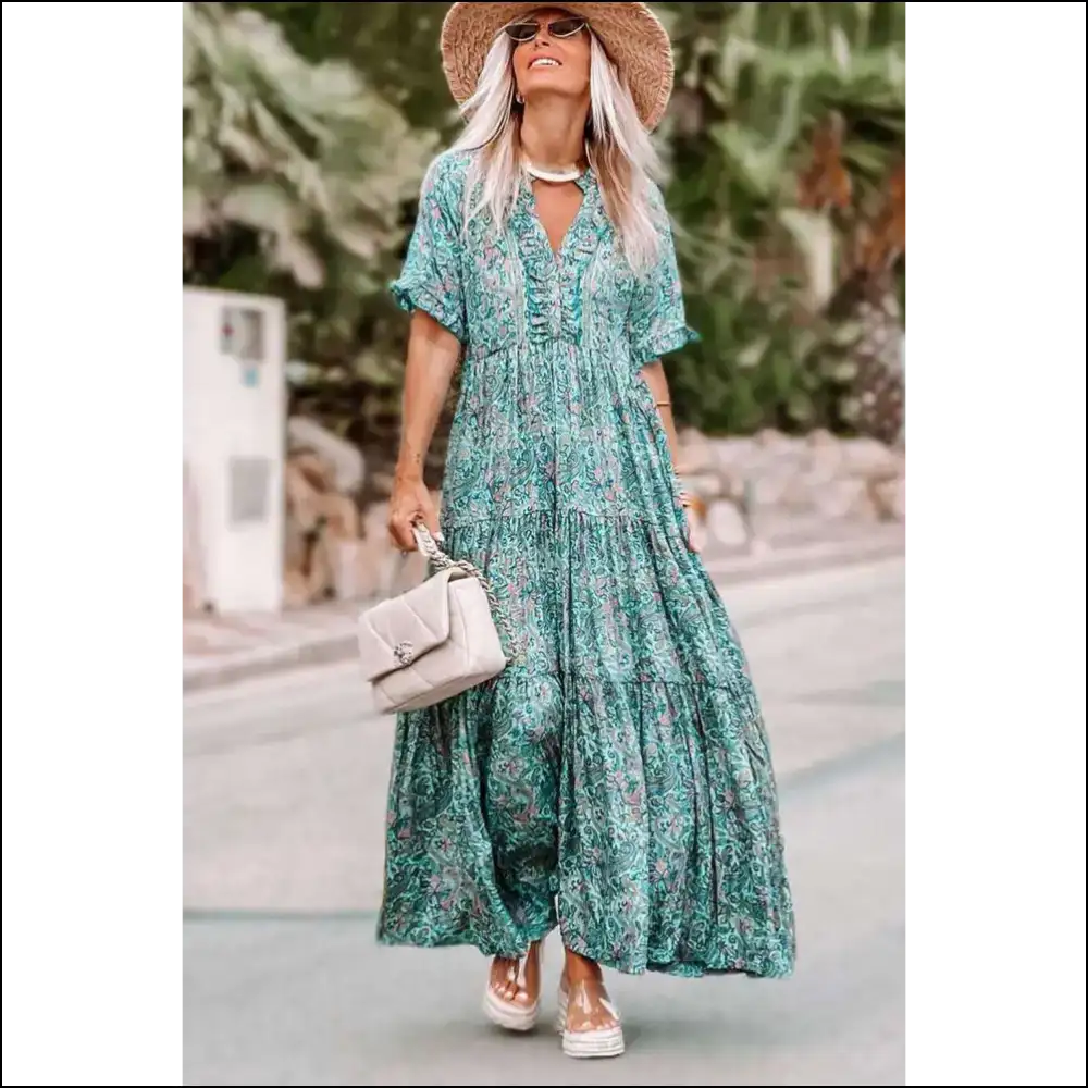 Sky Blue Paisley Maxi Dress: Goddess or Comfy Couch? Needful Things 💙 - Dresses on Sale Worldwide Shipping