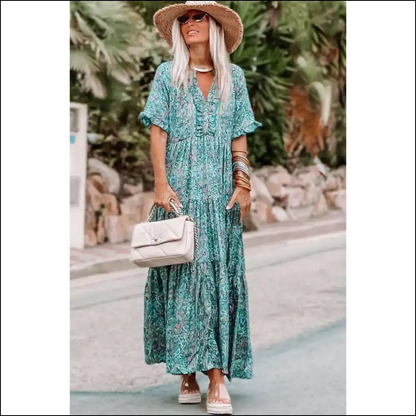 Sky Blue Paisley Maxi Dress: Goddess or Comfy Couch? Needful Things 💙 - Dresses on Sale Worldwide Shipping