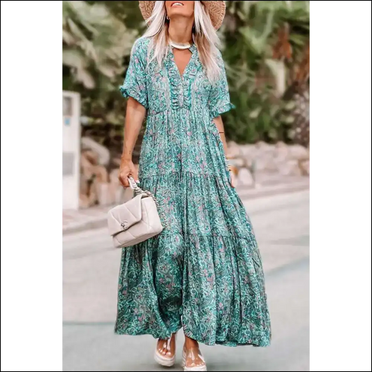 Sky Blue Paisley Maxi Dress: Goddess or Comfy Couch? Needful Things 💙 - s - Dresses on Sale Worldwide Shipping
