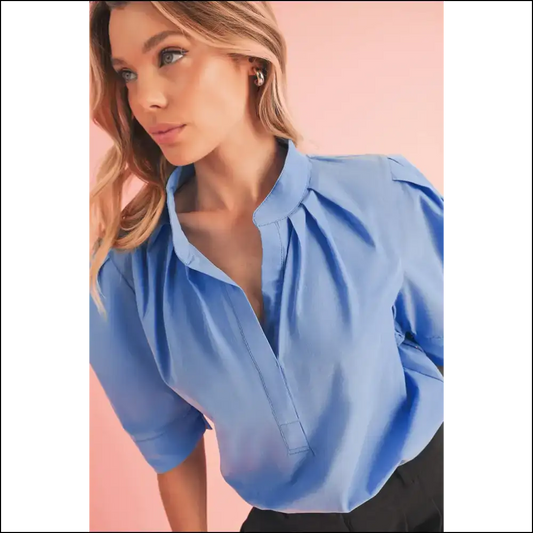 Sky Blue Puff Sleeve: Warning May Cause Staring! 💙 Needful Things - s - Blouses on Sale Worldwide Shipping