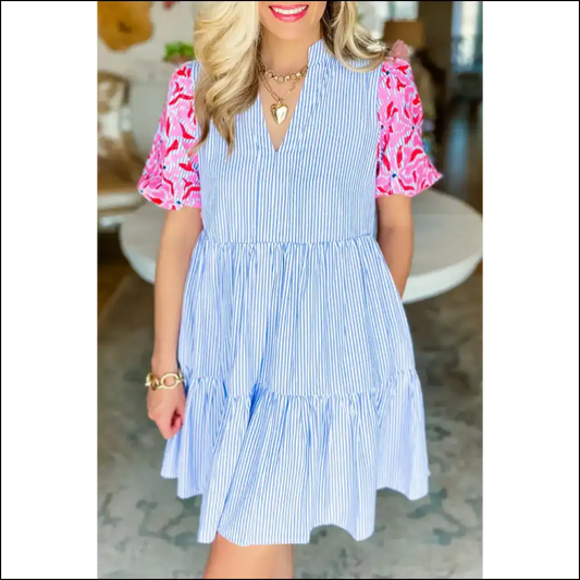 Sky Blue Stripe Dress: Garden Goddess or Accidental Cult Leader? Needful Things 💙 - s - Short Dresses on Sale Worldwide Shipping