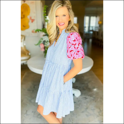 Sky Blue Stripe Dress: Garden Goddess or Accidental Cult Leader? Needful Things 💙 - Short Dresses on Sale Worldwide Shipping