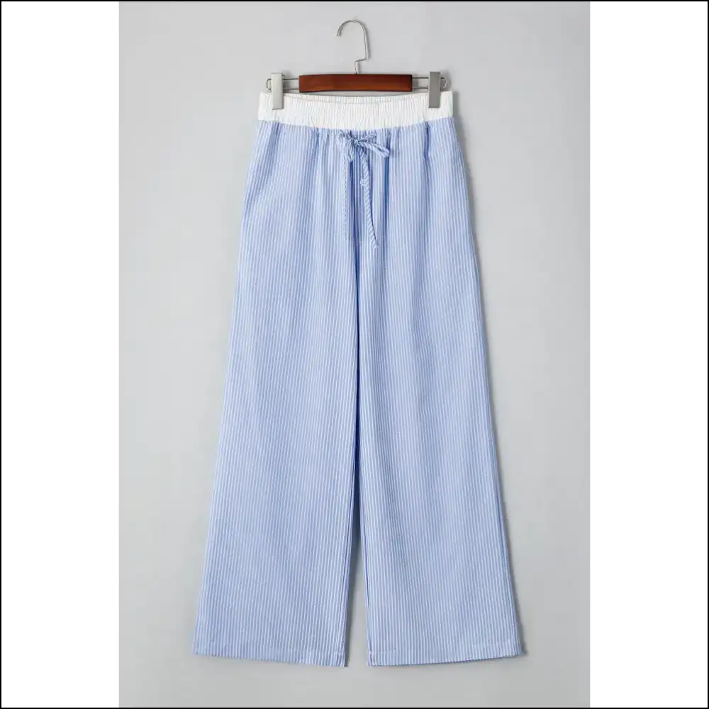 Sky Blue Stripe Pants: Turning Heads & High Waist-ing Potential 💙 Needful Things - Pants on Sale Worldwide Shipping