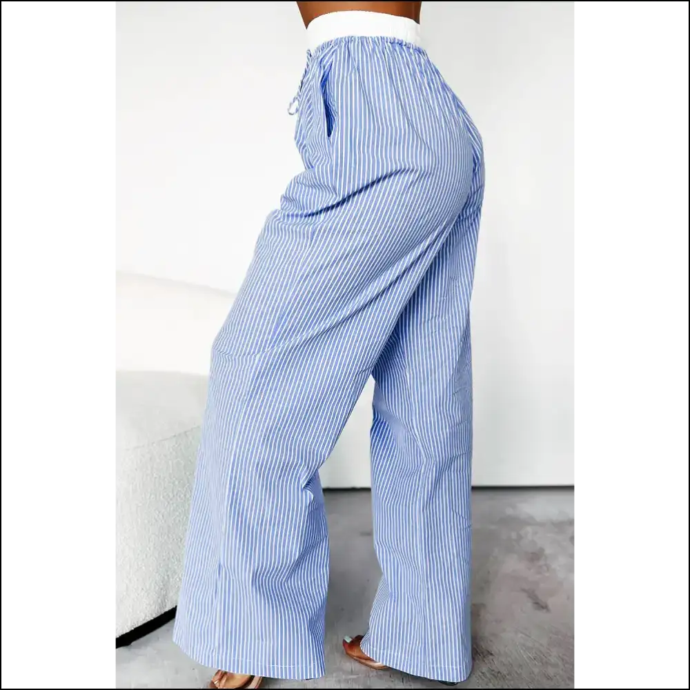 Sky Blue Stripe Pants: Turning Heads & High Waist-ing Potential 💙 Needful Things - Pants on Sale Worldwide Shipping
