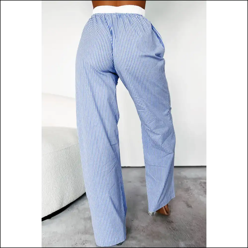 Sky Blue Stripe Pants: Turning Heads & High Waist-ing Potential 💙 Needful Things - Pants on Sale Worldwide Shipping