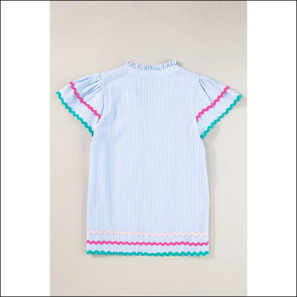 Sky Blue Striped Blouse: from Drab to Fab! Needful Things 💙 - Blouses on Sale Worldwide Shipping