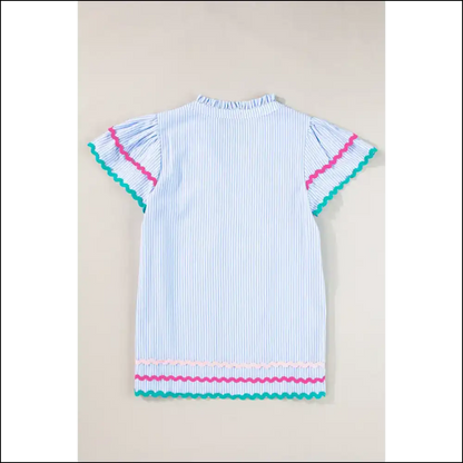 Sky Blue Striped Blouse: from Drab to Fab! Needful Things 💙 - Blouses on Sale Worldwide Shipping