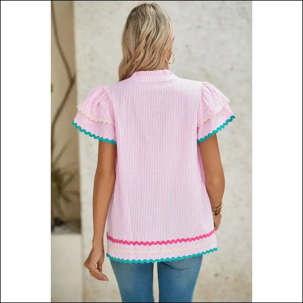 Sky Blue Striped Blouse: from Drab to Fab! Needful Things 💙 - Blouses on Sale Worldwide Shipping