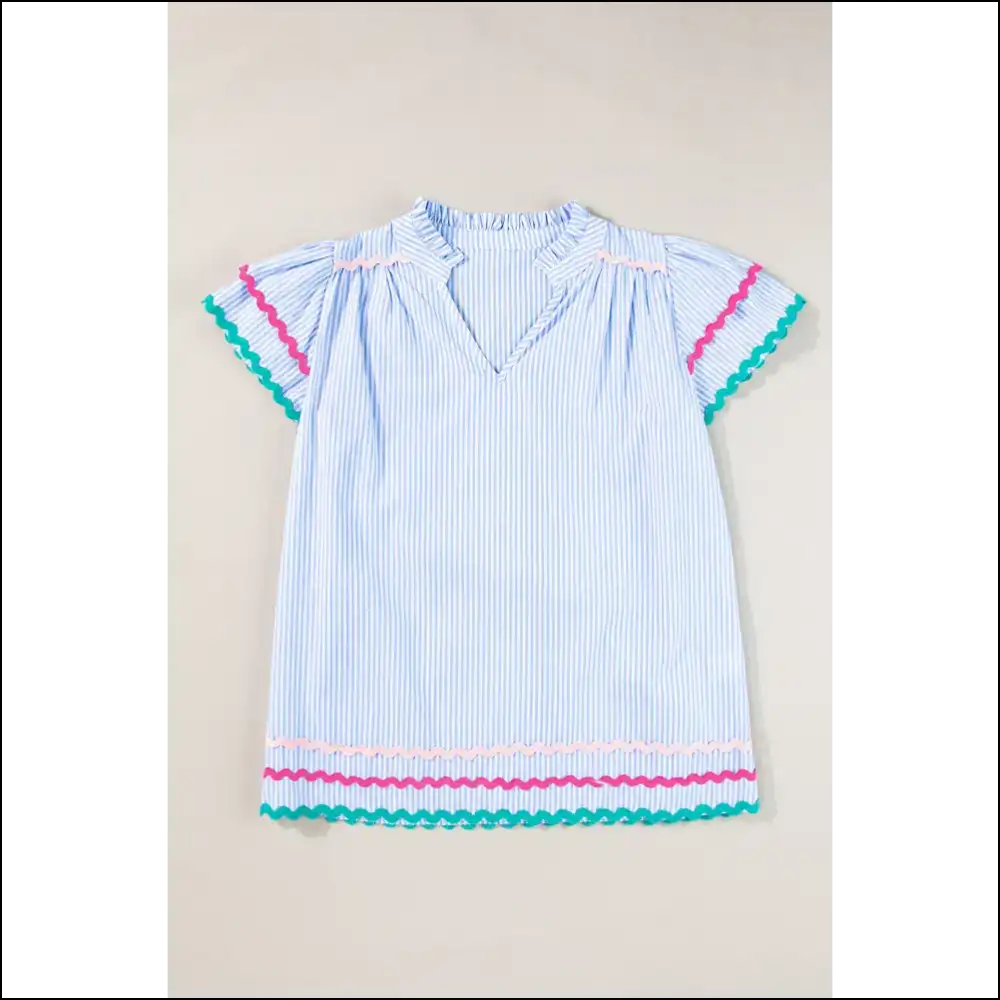 Sky Blue Striped Blouse: from Drab to Fab! Needful Things 💙 - Blouses on Sale Worldwide Shipping