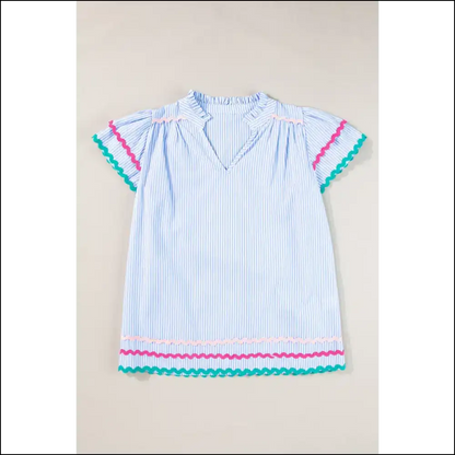 Sky Blue Striped Blouse: from Drab to Fab! Needful Things 💙 - Blouses on Sale Worldwide Shipping