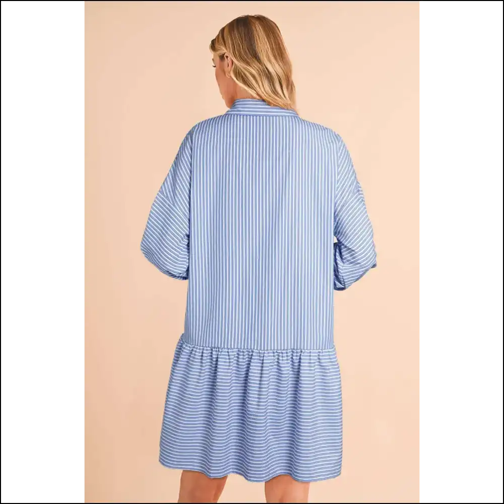 Sky Blue Striped Mini Dress: Ruffle Hem Problems? 😉 Needful Things - Short Dresses on Sale Worldwide Shipping