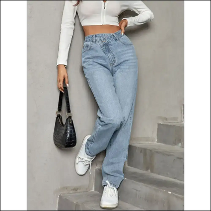 Slay in Chic Asymmetrical Waist Jeans: who Needs Symmetry Anyway? 😂 - Jeans on Sale Worldwide Shipping
