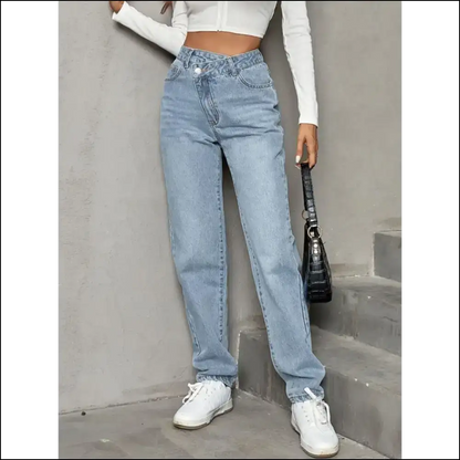 Slay in Chic Asymmetrical Waist Jeans: who Needs Symmetry Anyway? 😂 - Jeans on Sale Worldwide Shipping