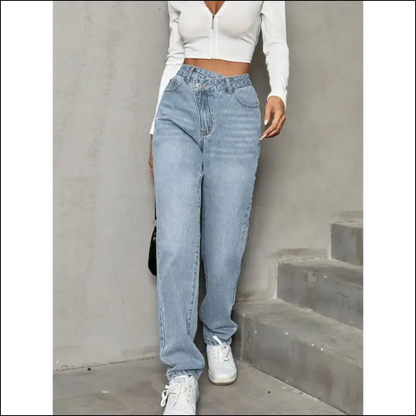 Slay in Chic Asymmetrical Waist Jeans: who Needs Symmetry Anyway? 😂 - Jeans on Sale Worldwide Shipping