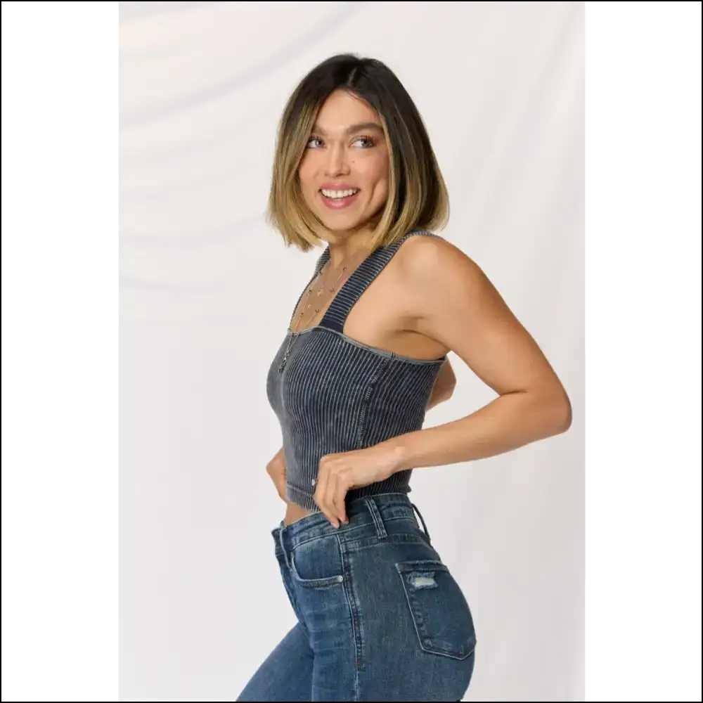 Slay in Summer: Zenana Vintage Washed Ribbed Cami for your Sassy Self! 🌞 - Tank Tops on Sale Worldwide Shipping