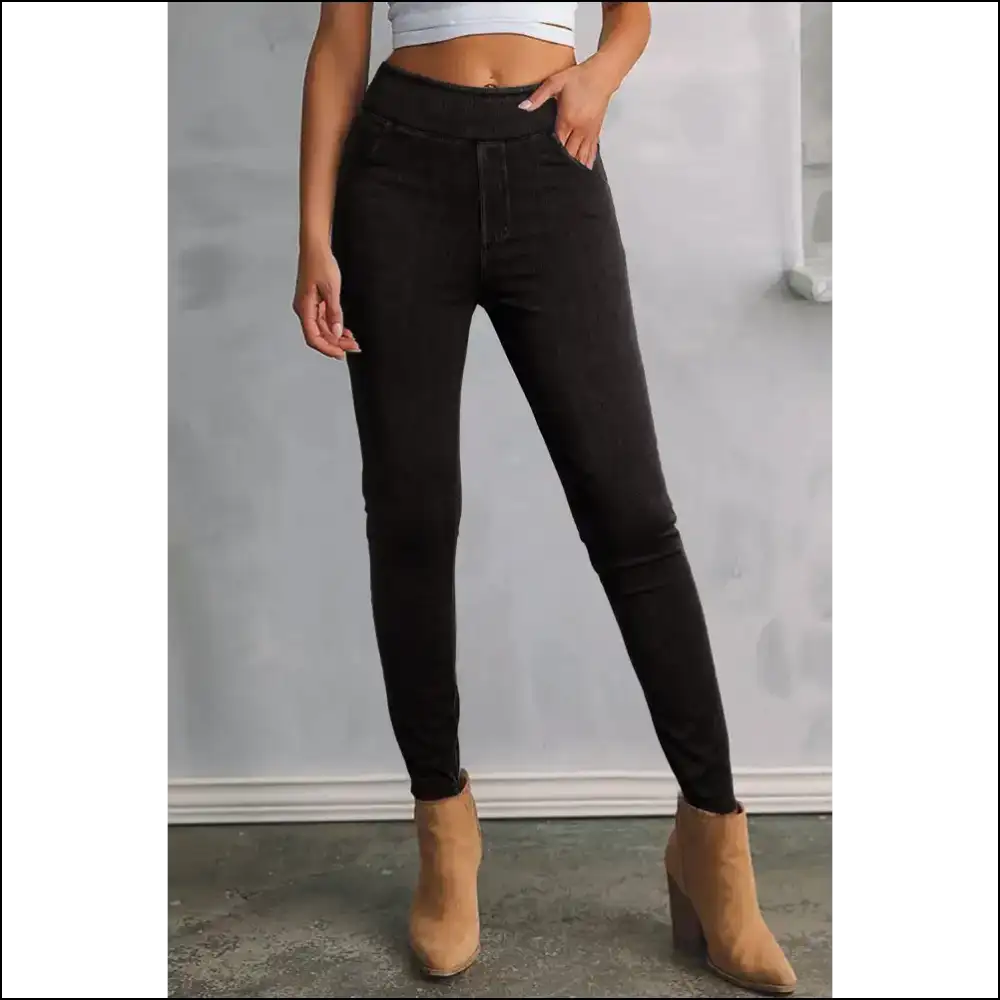 Slide Into Chic Pocketed Skinny Jeans: Because who Needs Life Anyway? 😂 - Black / 2xl - Jeans on Sale Worldwide Shipping