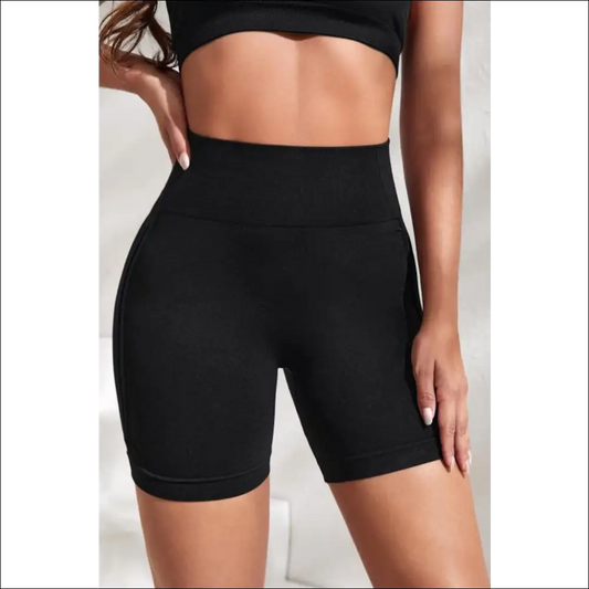 Chic Slim Fit High Waist Active Shorts - Black / s - on Sale Worldwide Shipping