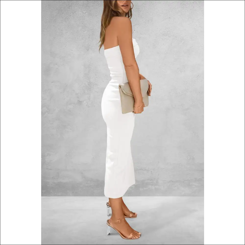 Chic Slit Tube Midi Dress - White / s - Dresses on Sale Worldwide Shipping