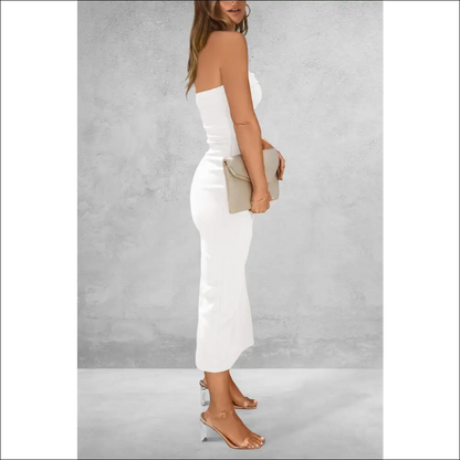 Chic Slit Tube Midi Dress - White / s - Dresses on Sale Worldwide Shipping