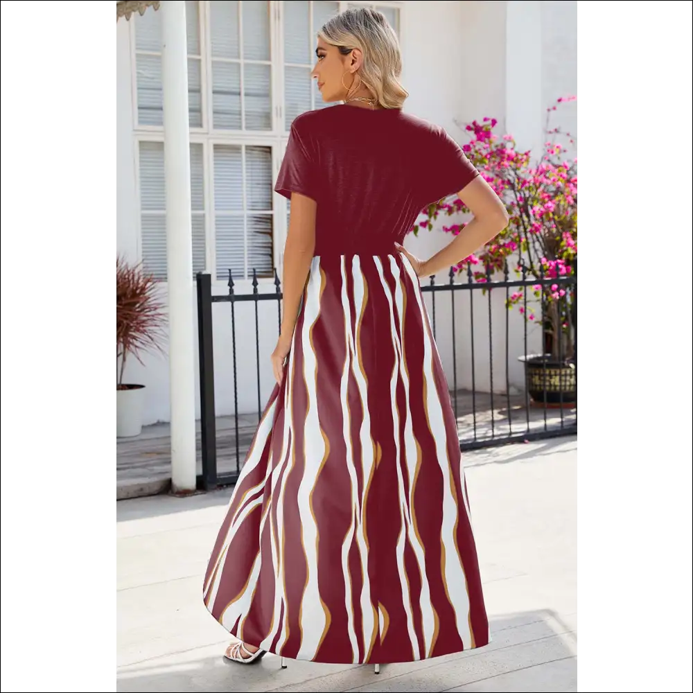 Chic Smocked High-low Printed Surplice Dress - Dresses on Sale Worldwide Shipping