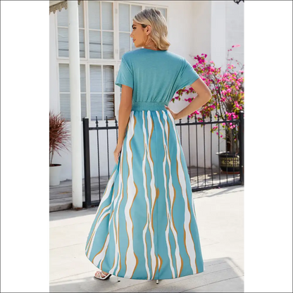 Chic Smocked High-low Printed Surplice Dress - Dresses on Sale Worldwide Shipping