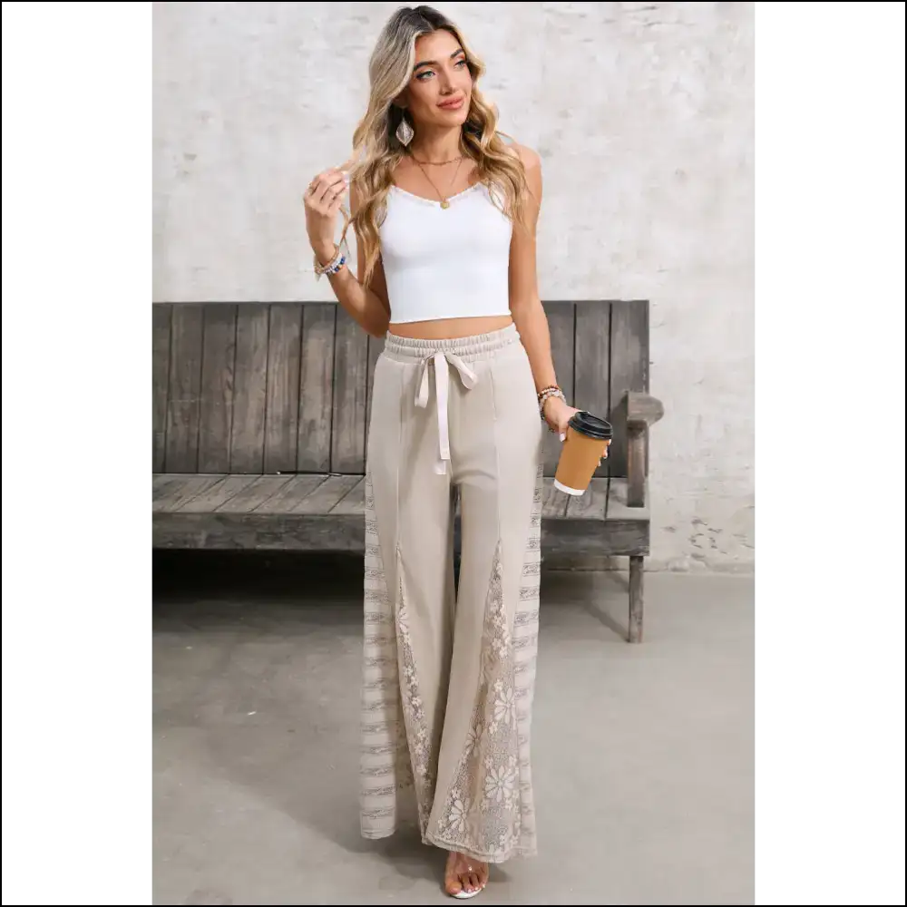 Smoke Gray Lace Patchwork Pants: Pants so Good It’s! 💀 Needful Things - on Sale Worldwide Shipping
