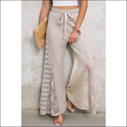 Smoke Gray Lace Patchwork Pants: Pants so Good It’s! 💀 Needful Things - s - on Sale Worldwide Shipping