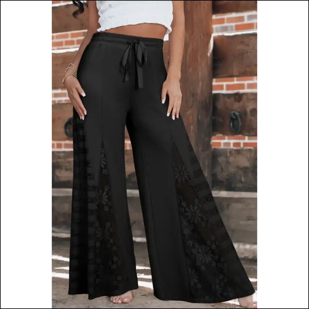 Smoke Gray Lace Patchwork Pants: Pants so Good It’s! 💀 Needful Things - Black / s - on Sale Worldwide Shipping