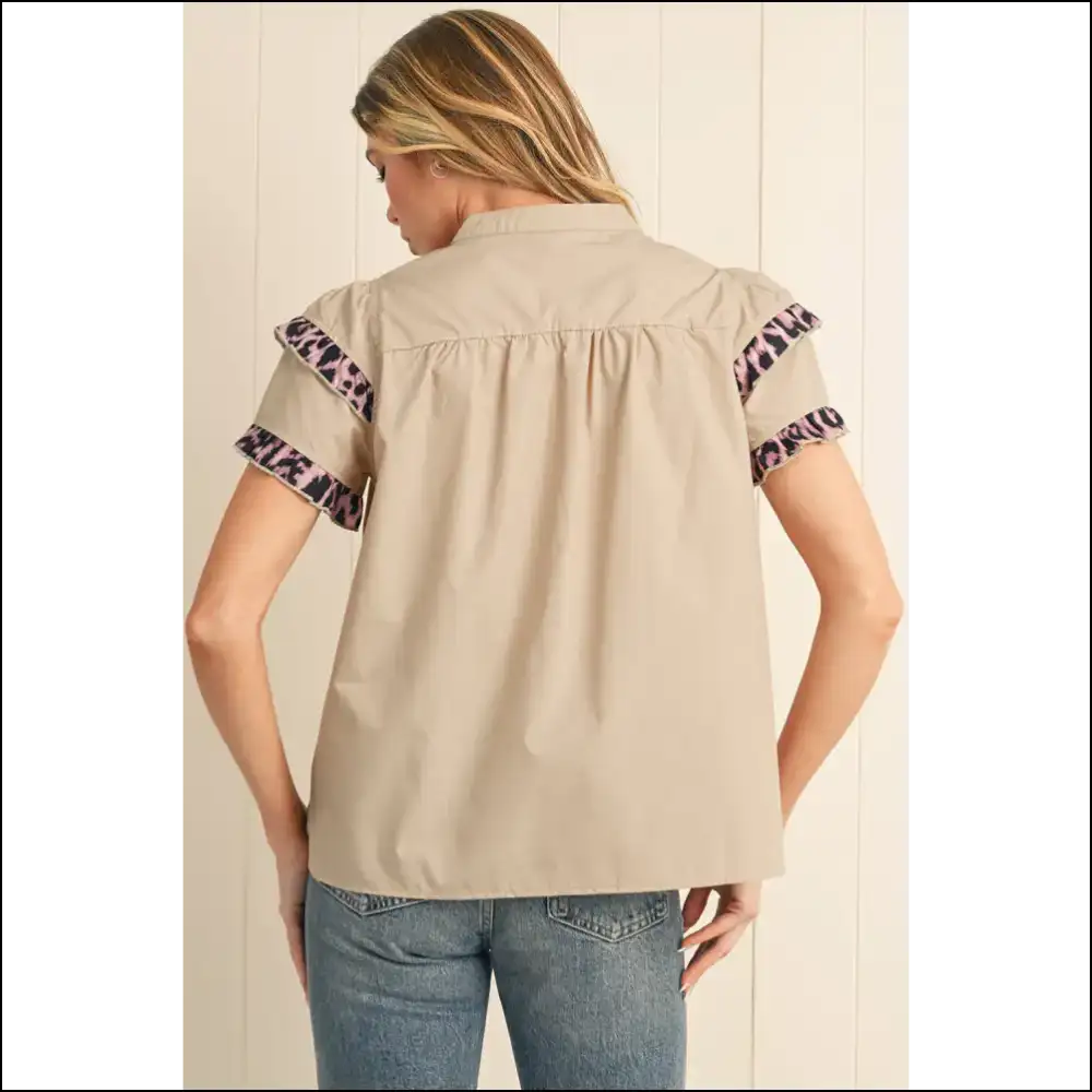Smoke Gray Leopard Frill: Roar-some and Ready at Needful Things 😜 - Blouses on Sale Worldwide Shipping