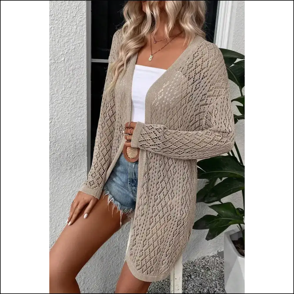 Smoke Gray Pointelle Cardigan: Finally Alluring! 💀 Needful Things - Cardigans on Sale Worldwide Shipping