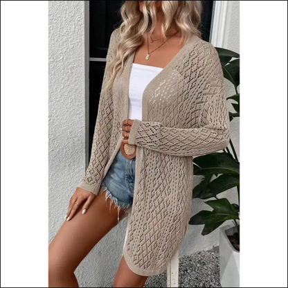 Smoke Gray Pointelle Cardigan: Finally Alluring! 💀 Needful Things - Cardigans on Sale Worldwide Shipping