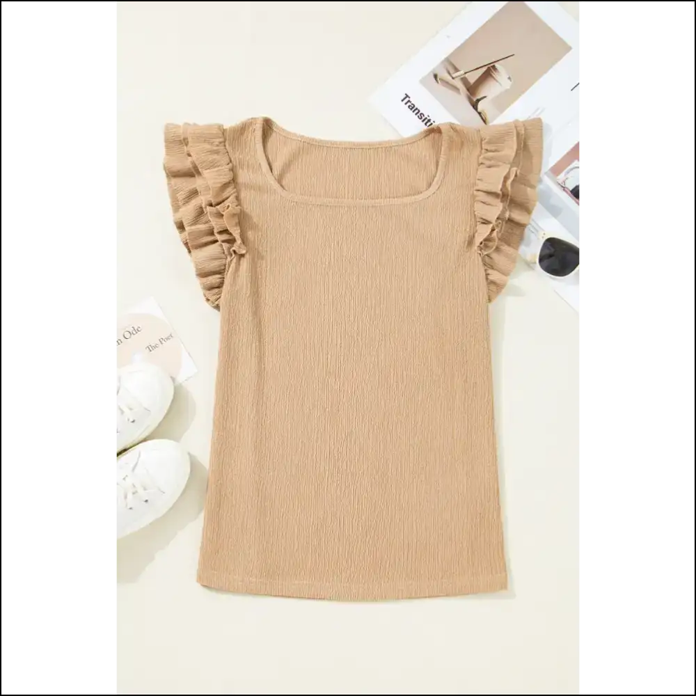 Smoke Gray Ruffle Top: Chic & Comfy? i Needful Things This! 💀 - Sleeveless Shirts Tank Tops on Sale Worldwide Shipping