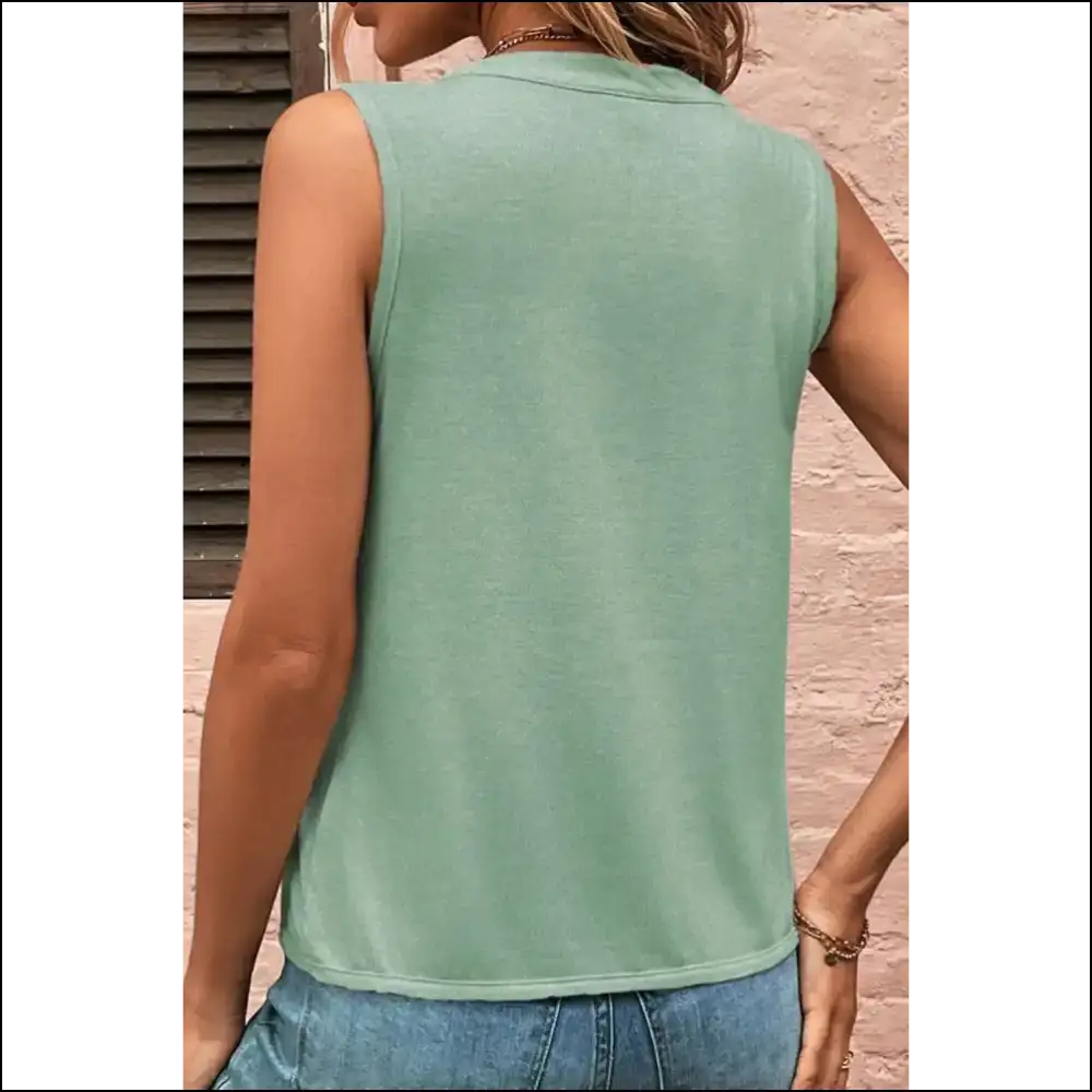 Smoke Green Pleated Tank: Conquer the World (or just Laundry Day) - Tank Tops on Sale Worldwide Shipping