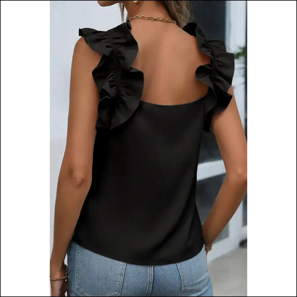 Smoke Green Ruffle: Needful Things’ Fabulous Sleeveless Top 💚 - Shirts Tank Tops on Sale Worldwide Shipping