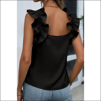 Smoke Green Ruffle: Needful Things’ Fabulous Sleeveless Top 💚 - Shirts Tank Tops on Sale Worldwide Shipping