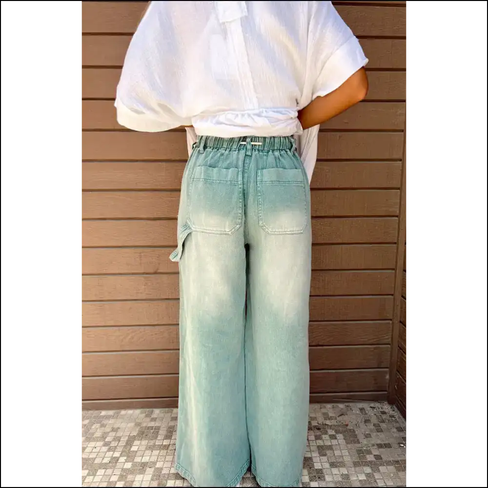 Smoke Green Wide Leg Jeans: Karaoke Louder than your Legs! - Jeans on Sale Worldwide Shipping